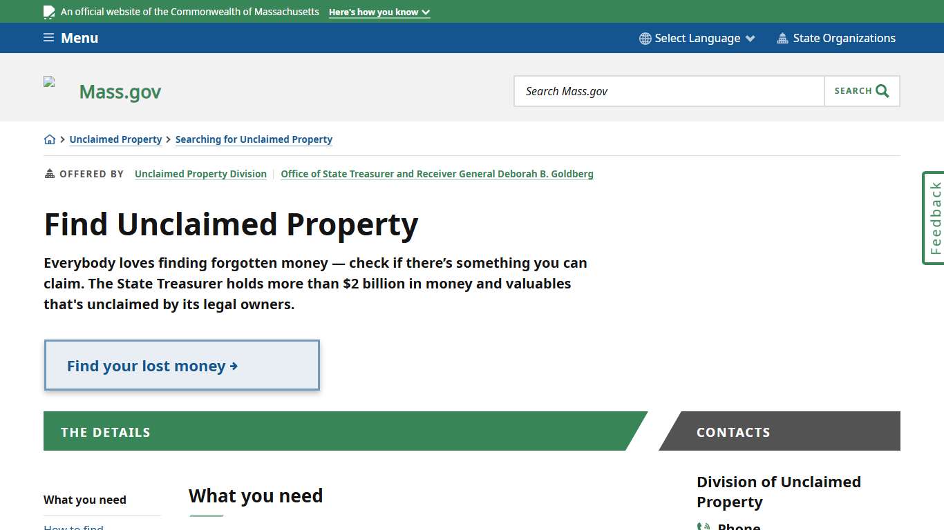 Find Unclaimed Property | Mass.gov